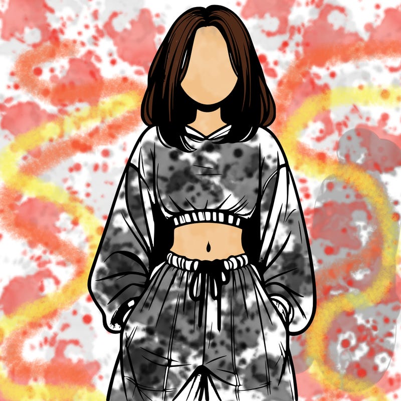 realistic girl faceless with baggy pants and a crop top