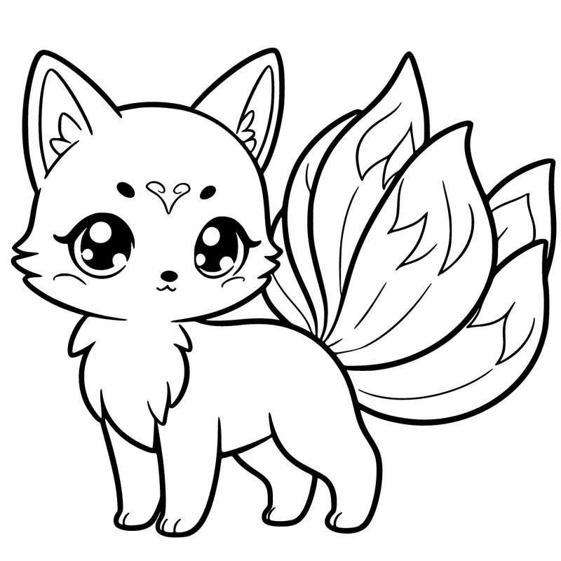 a cute nine-tailed fox