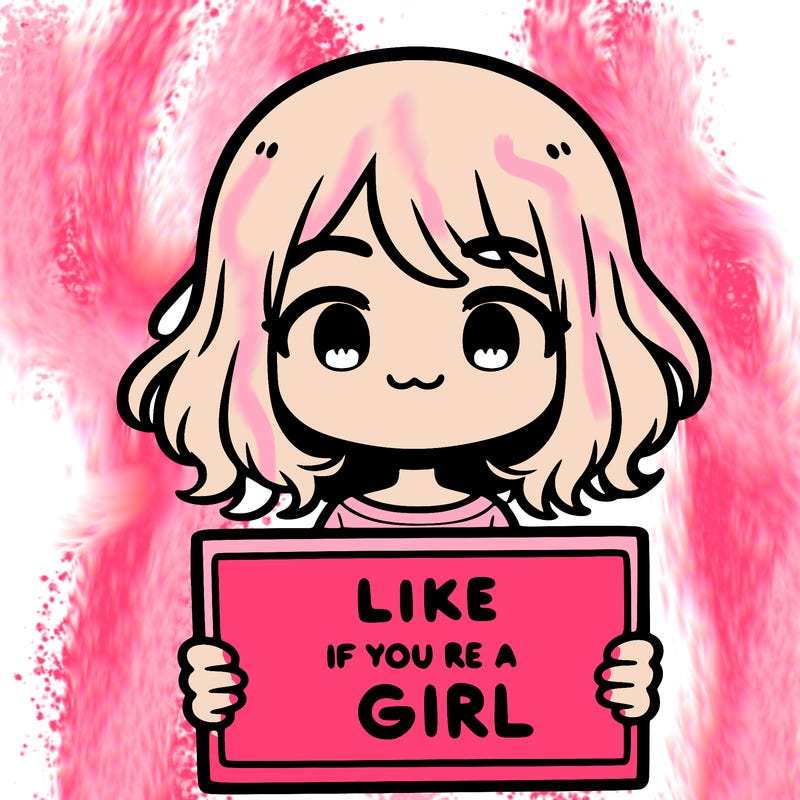 a cute girl holding a sign that says like if you’re a girl