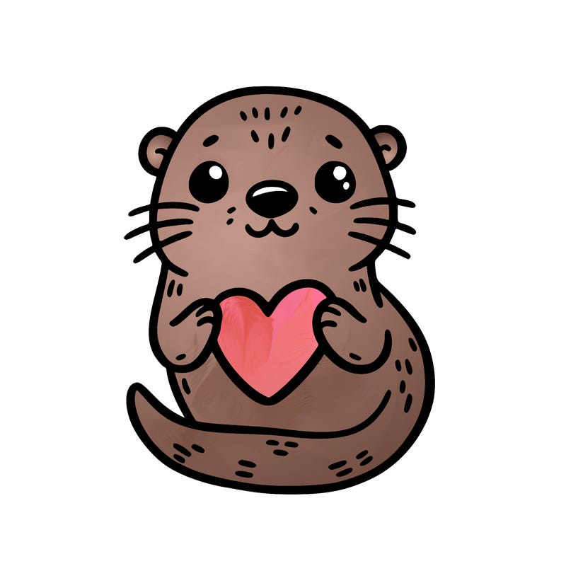 otter with a heart