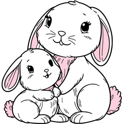 baby bunny with mama bunny