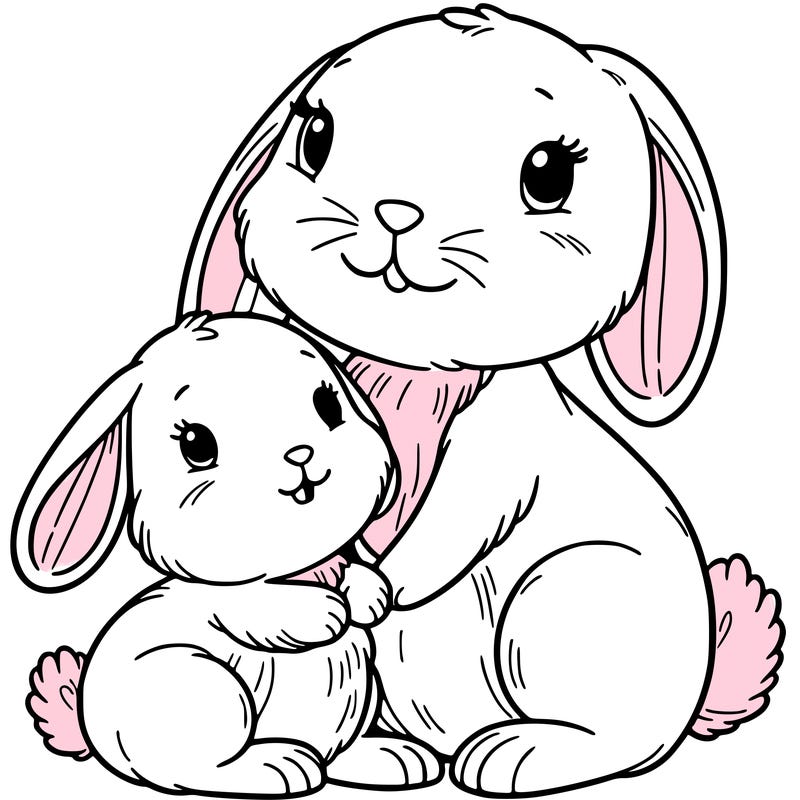 baby bunny with mama bunny