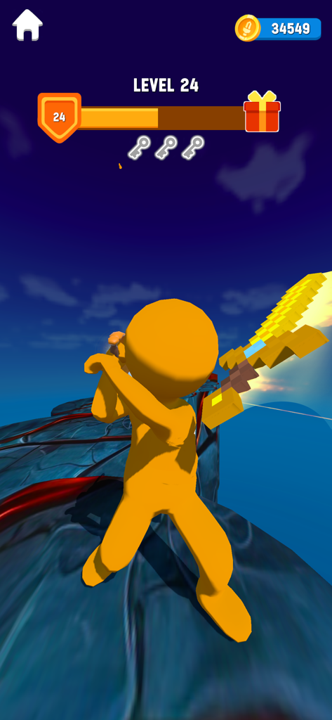 Blade Warriors 3D - A yellow ninja character holding a large golden sword in the mobile game Blade Warriors 3D