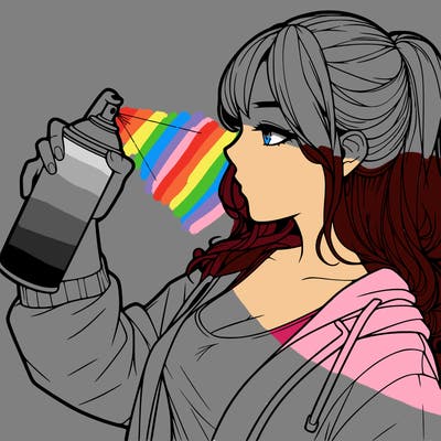 a realistic girl spray, painting