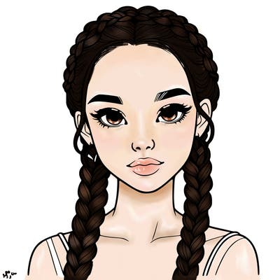realistic girl with braids