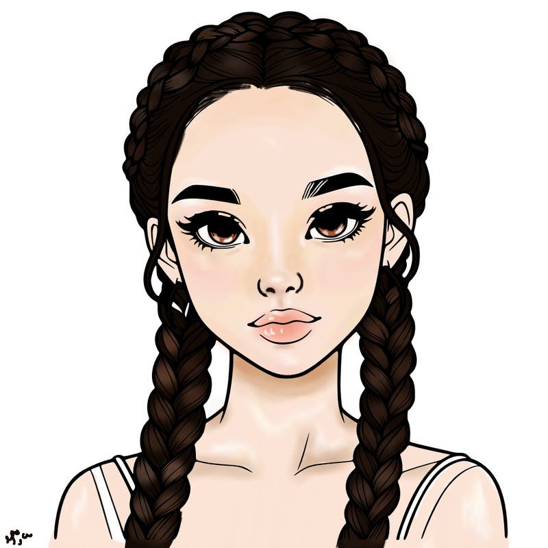 realistic girl with braids
