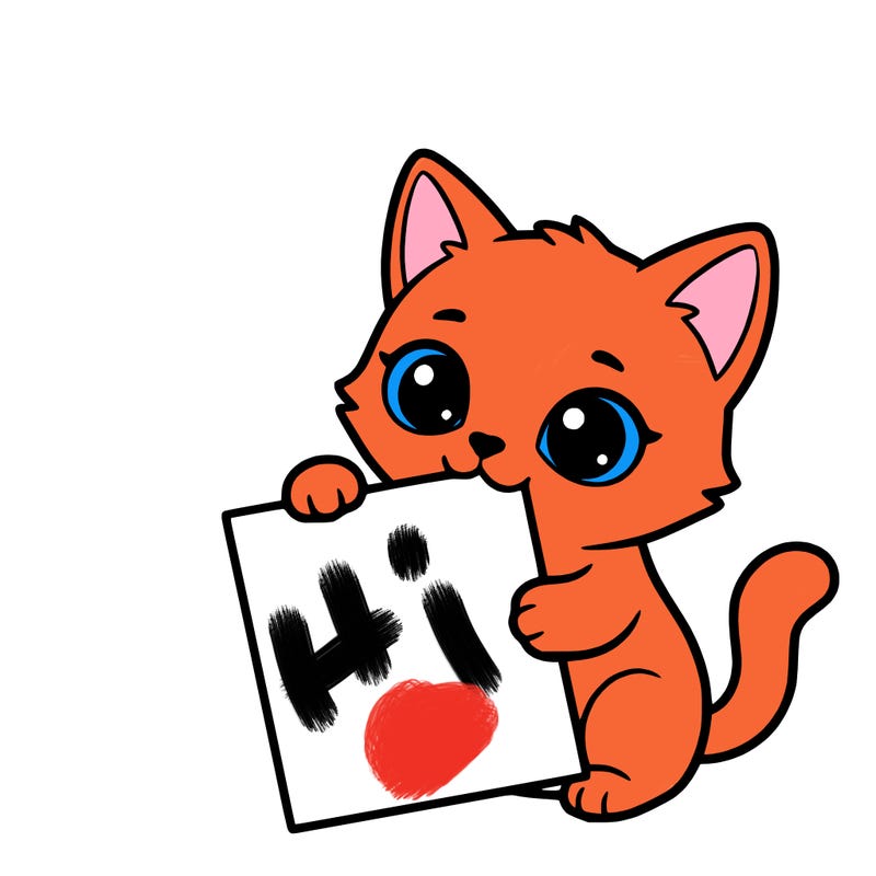 a small cat with a blank sheet of paper in its hand. the cat is sooooooo cute!