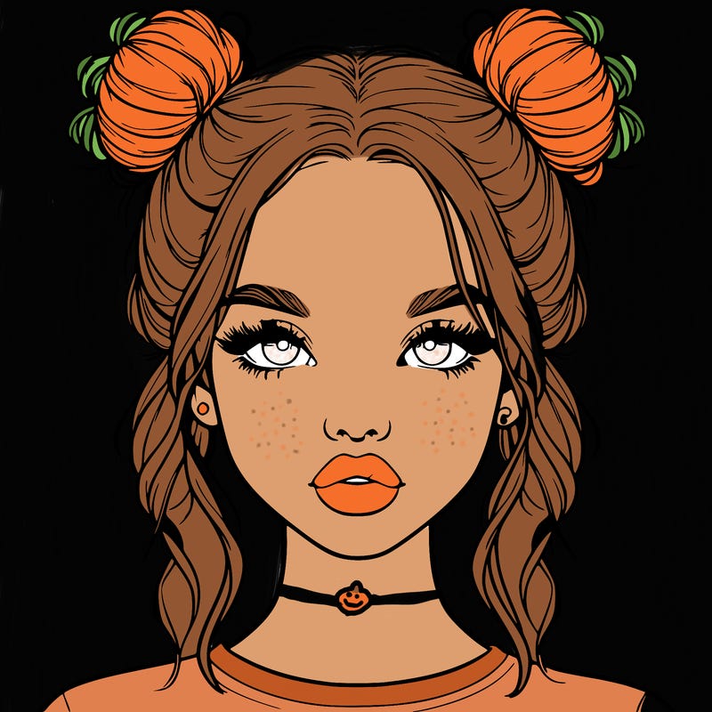 realistic girl with two buns in hair and lips