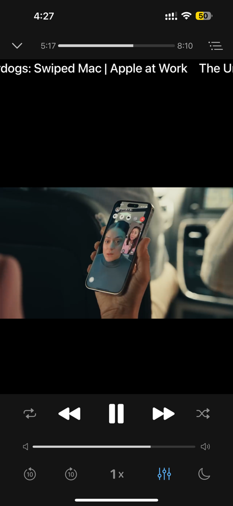 Offline: Files, Browser, VPN - Interface du lecteur multimédia dans l'application Offline montrant les contrôles et les paramètres de lecture vidéo