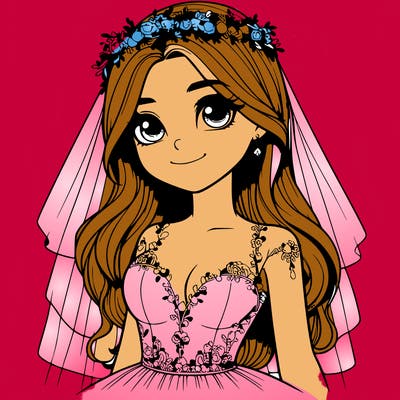 realistic girl in a wedding dress