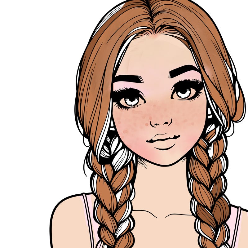 realistic girl with braids