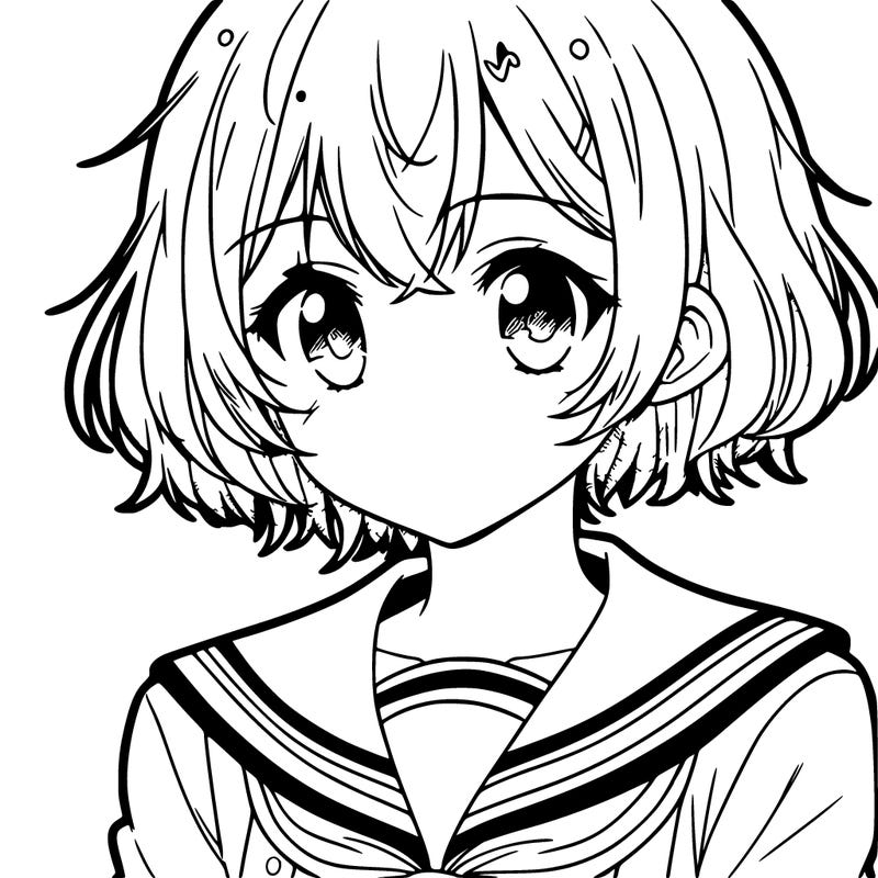 short-haired anime girl in school uniform