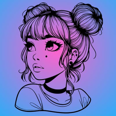 realistic girl with spacebuns