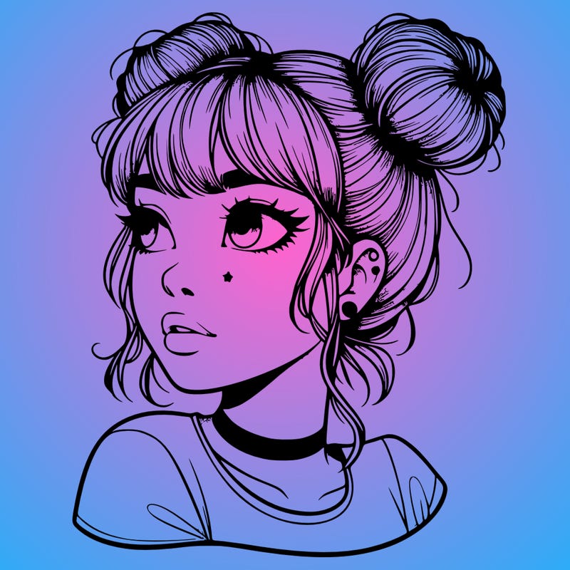 realistic girl with spacebuns