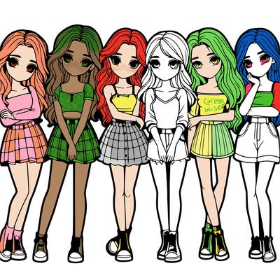 a group of girls realistic