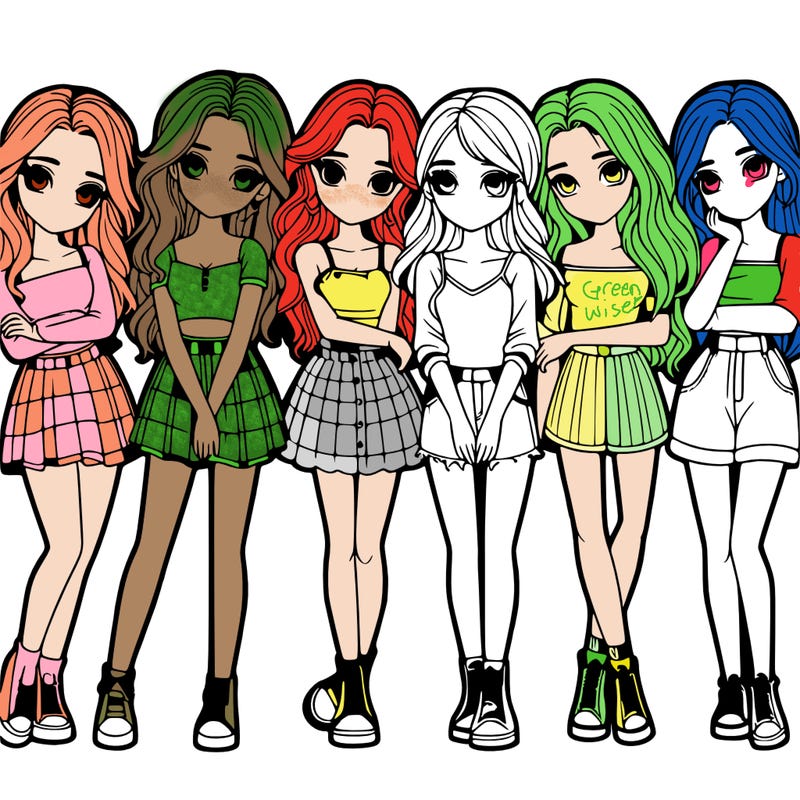 a group of girls realistic