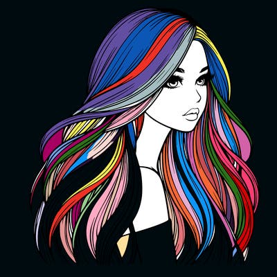 realistic girl with long realistic hair