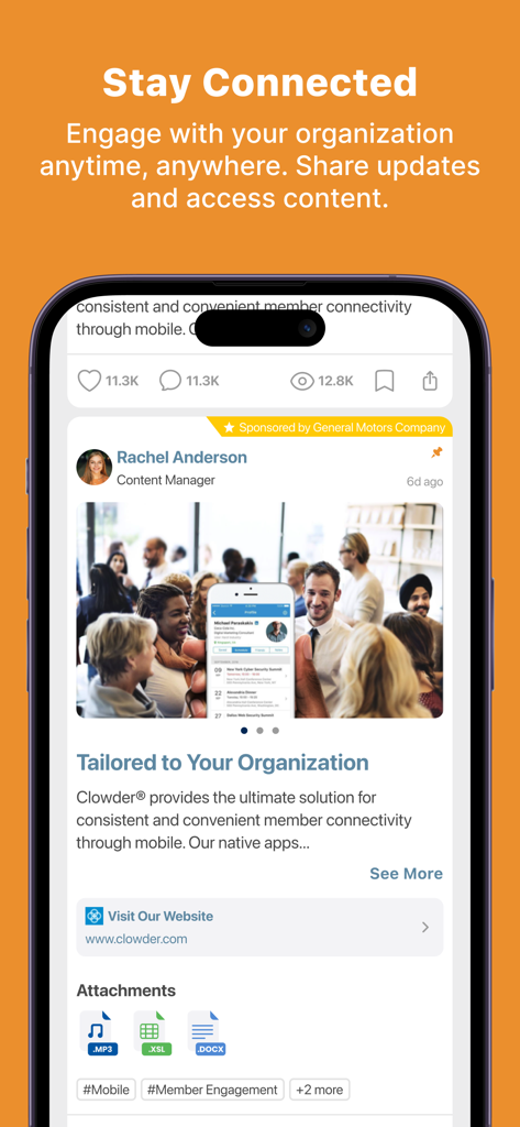 AMTConnect - AMTConnect mobile app interface showing professional news feed and member engagement features