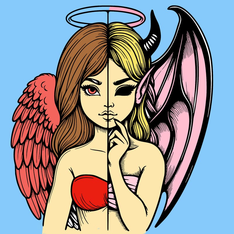 realistic angel half demon