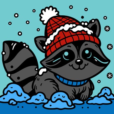 a raccoon made of snow