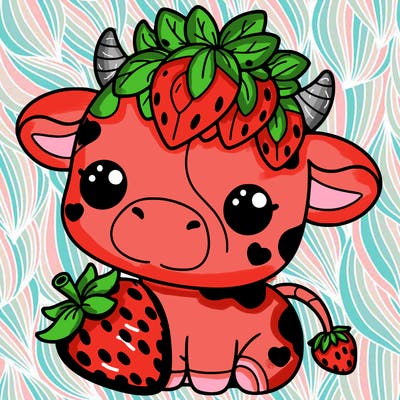 cute strawberry cow
