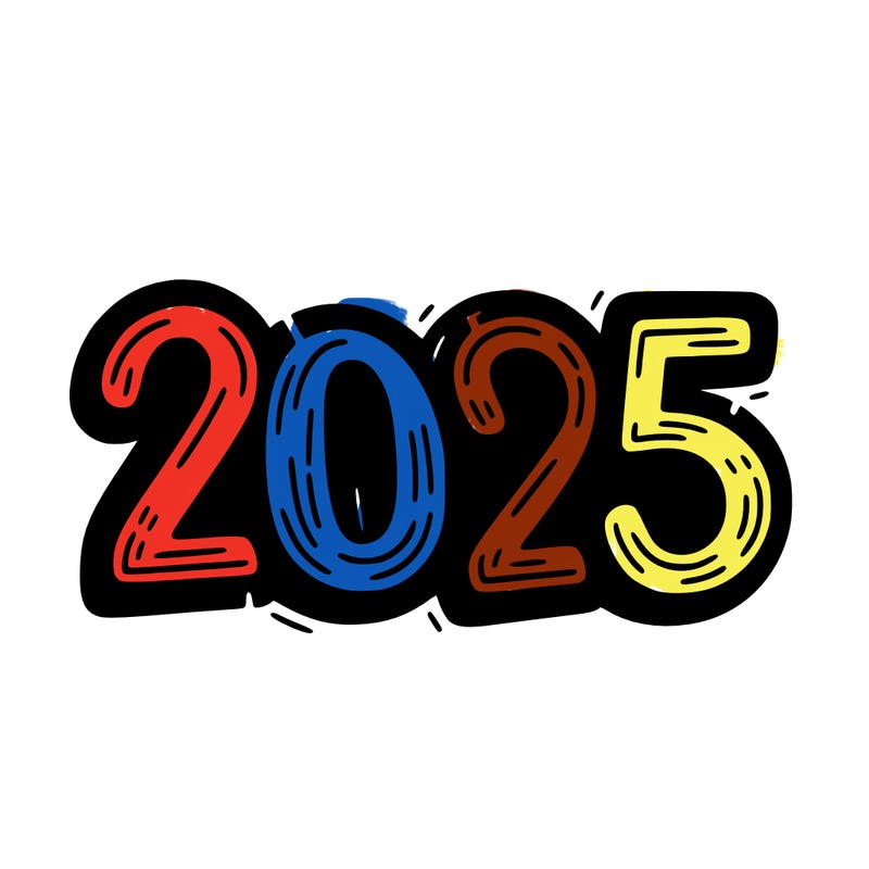 one line scrawled numbers sketch design “2025”