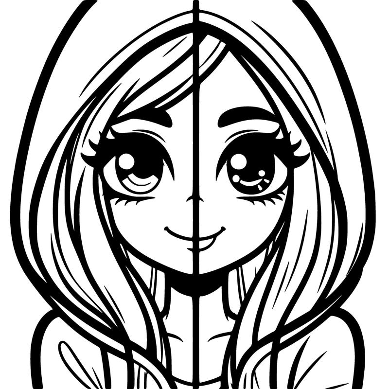 split girl in a hoodie and has gorgeous hair,also happy