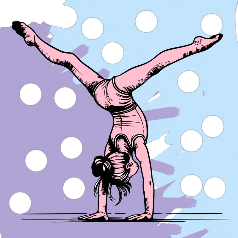 realistic gymnastic hand stand girl in four splits
