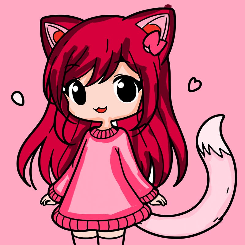 girl with cat ears and tail