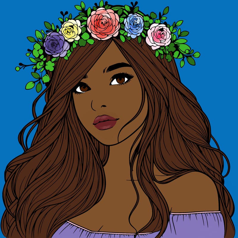 realistic girl with flower crown