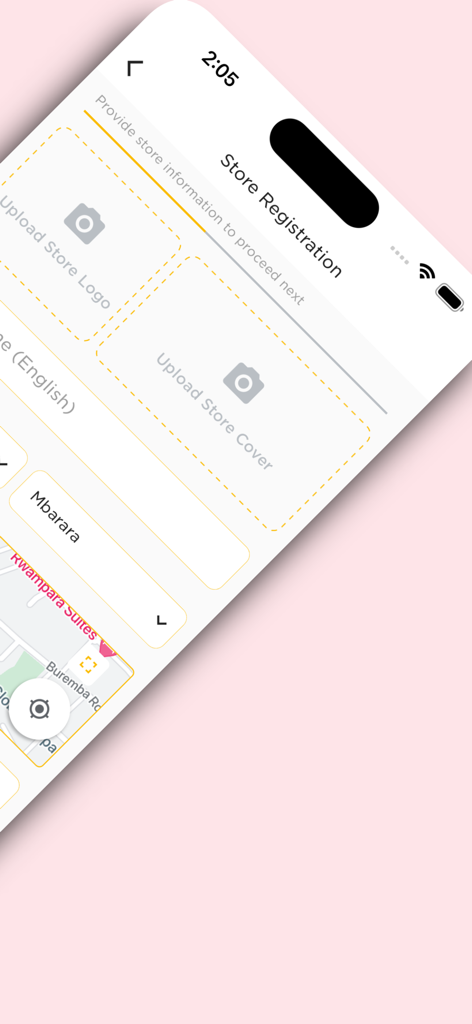 Sibo App - 스토어 로고 및 커버 업로드를 위한 필드를 보여주는 Sibo 앱의 스토어 등록 화면.