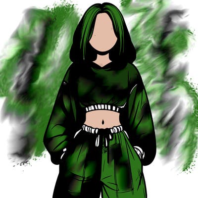 realistic girl faceless with baggy pants and a crop top