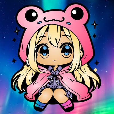 chibi girl with frog hoodie