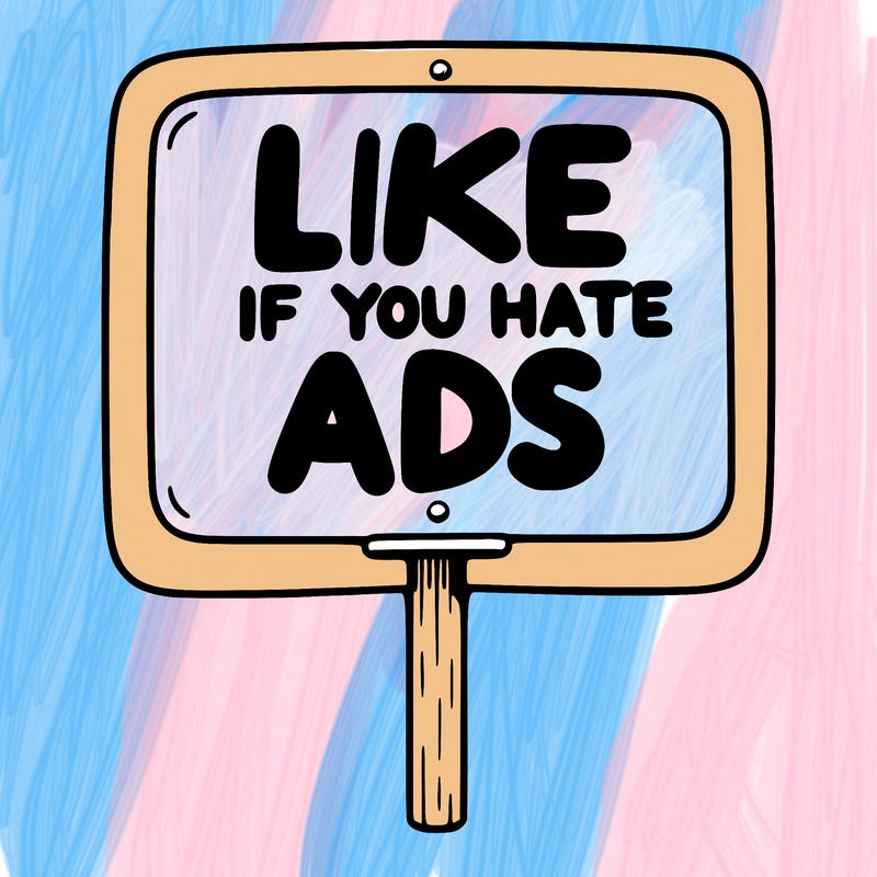 a sign that says like if you hate ads