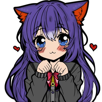 shy anime catgirl