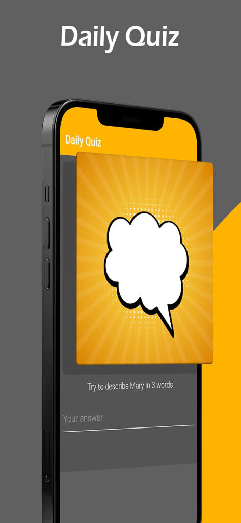 Desire - Couples Game - A daily quiz prompt in the Desire couples app asking to describe a partner in three words.