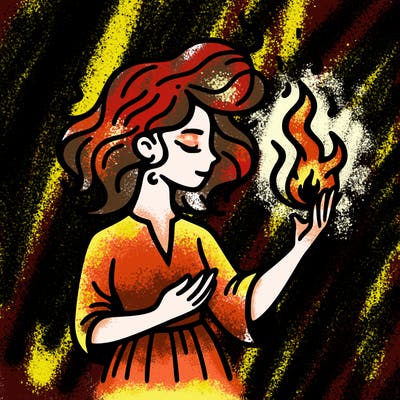 woman with fire