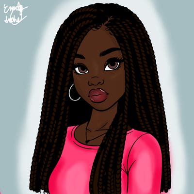 a realistic black girl with braids