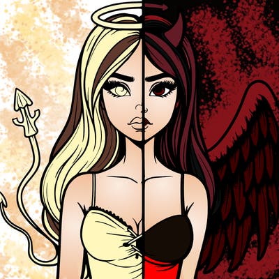 devil vs angel realistic girl