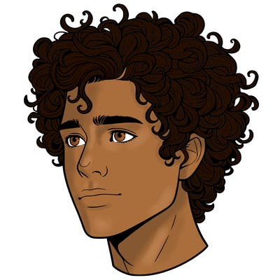realistic guy with curly hair