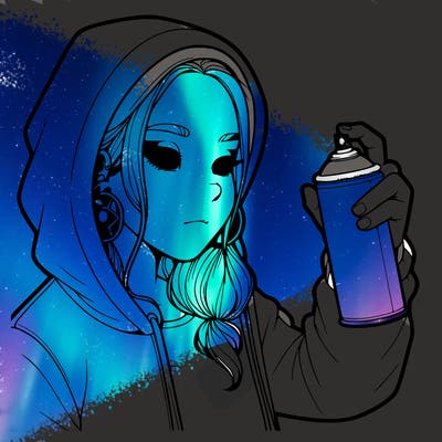 a realistic girl, spray painting