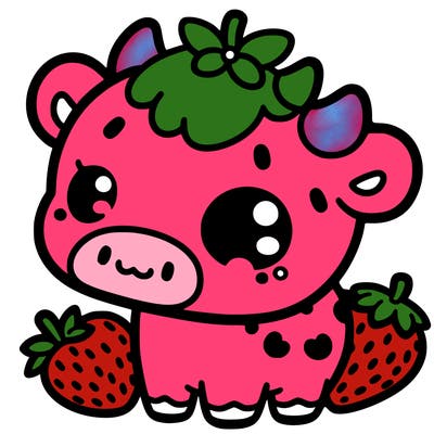 strawberry milk cow cute