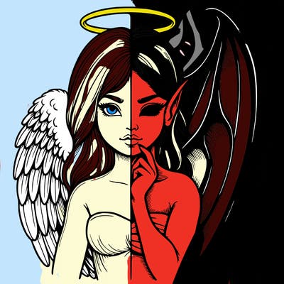 realistic angel half demon