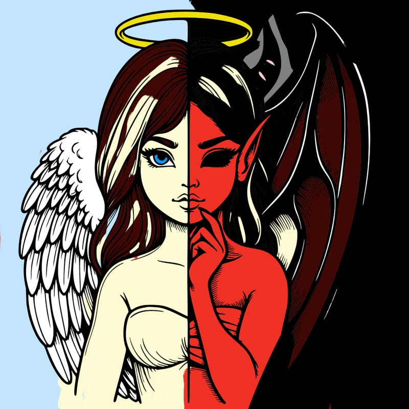 realistic angel half demon