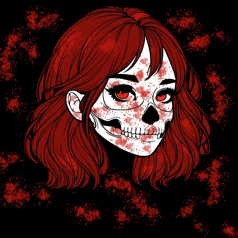 realistic girl with skull