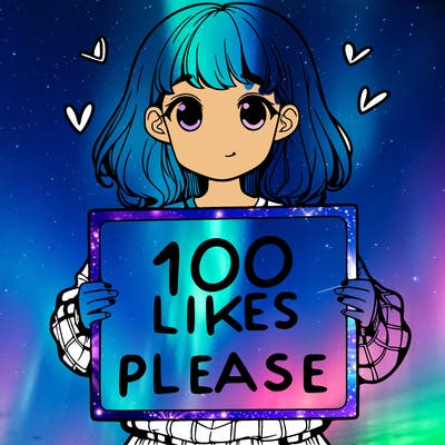 a girl holding a sign saying 100 likes please