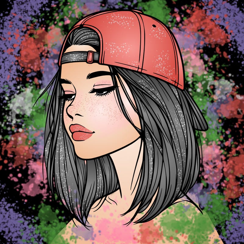 realistic  girl with a backwards hat