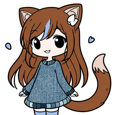 girl with cat ears and tail