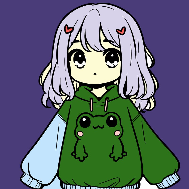 girl wearing frogging sweatshirt