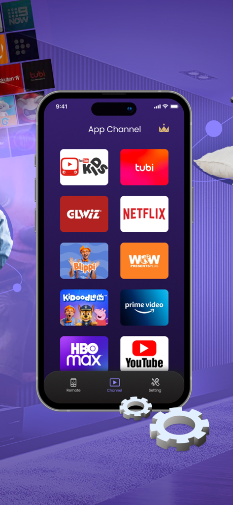 The Roku Mobile & Channel App - NetflixやPrime Videoなどのストリーミングサービスアイコンが表示されたRokuリモートアプリのアプリチャンネルセクションを表示するiPhone画面